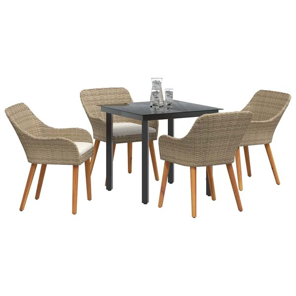 vidaXL Ensemble de salle &agrave; manger pour jardin 5 pcs Beige polyrotin