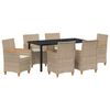 vidaXL Ensemble de salle &agrave; manger pour jardin 7 pcs Beige polyrotin