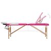 vidaXL Table de massage pliable 3 zones Bois Blanc et rose