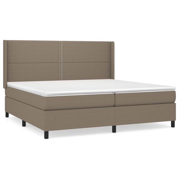 vidaXL Sommier &agrave; lattes de lit avec matelas Taupe 200x200 cm Tissu