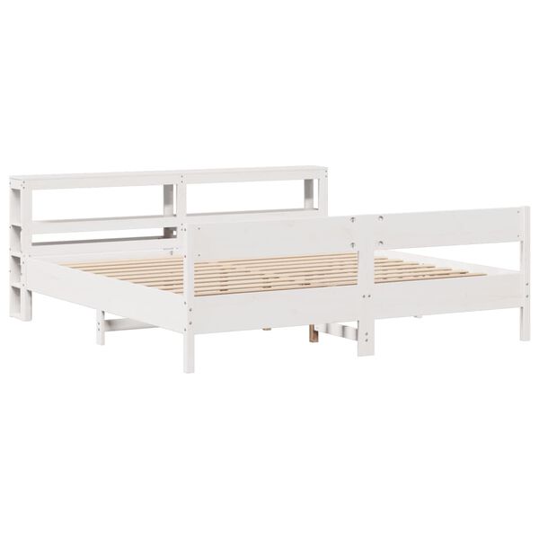 vidaXL Cadre de lit sans matelas blanc 200x200 cm bois massif de pin