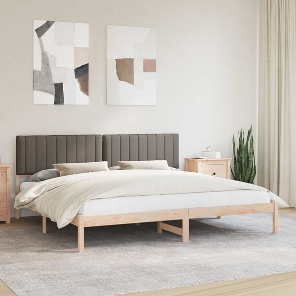 vidaXL Cadre de lit avec t&ecirc;te de lit rembourr&eacute;e Taupe 200 x 200 cm
