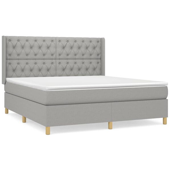 vidaXL Sommier &agrave; lattes de lit avec matelas Gris clair 160x200cm Tissu