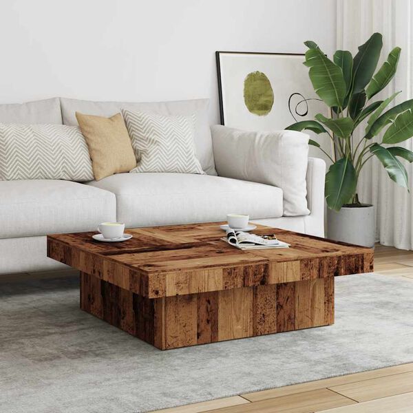 vidaXL Table basse vieux bois 90x90x28 cm bois d'ing&eacute;nierie