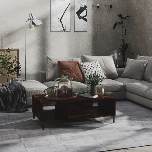 vidaXL Table basse ch&ecirc;ne fum&eacute; 103,5x60x35 cm bois d'ing&eacute;nierie