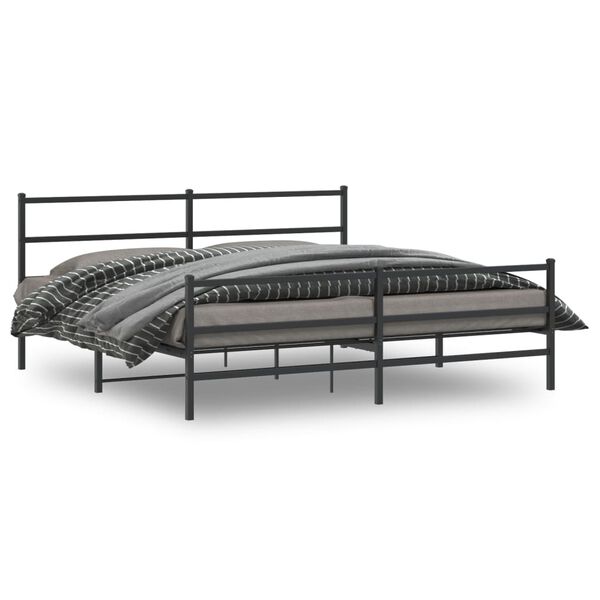 vidaXL Cadre de lit m&eacute;tal sans matelas avec pied de lit noir 200x200cm