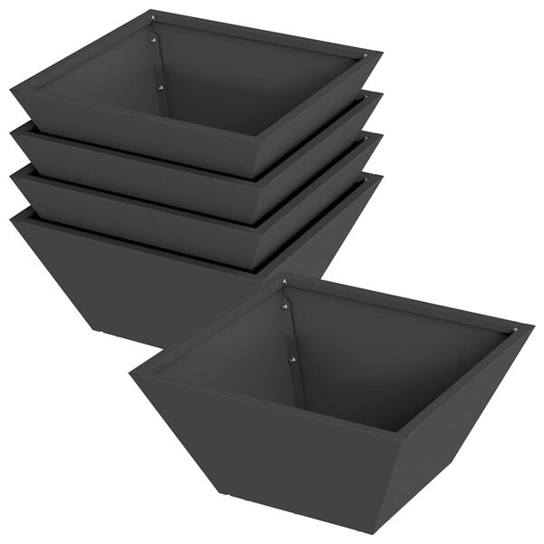 vidaXL Cache-pot de jardin 5 pcs Noir 35 x 35 x 15 cm