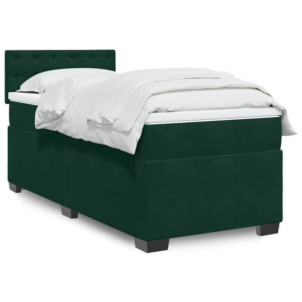 vidaXL Sommier &agrave; lattes de lit avec matelas Vert fonc&eacute; 100x200 cm