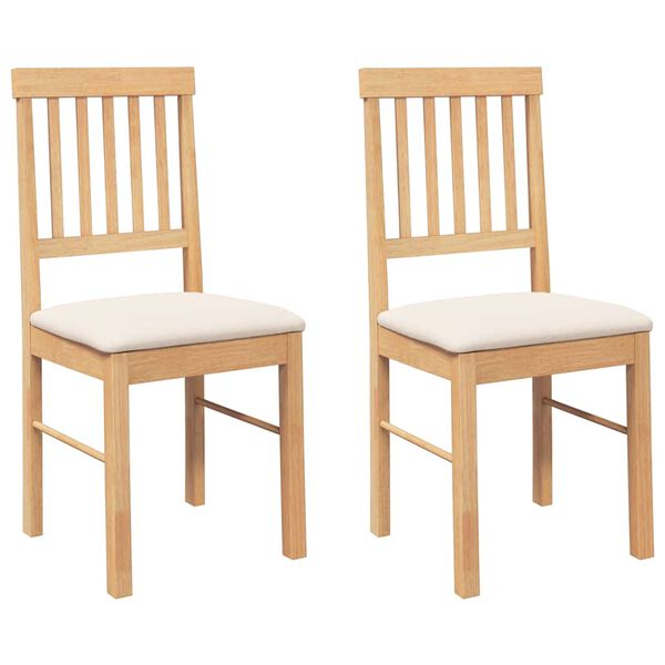 vidaXL Chaises à manger coussins 2 pcs bois massif caoutchouc