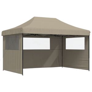 vidaXL Tente de r&eacute;ception pliable escamotable 3 parois lat&eacute;rales taupe