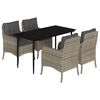 vidaXL Ensemble &agrave; manger de jardin et coussins 5 pcs gris clair rotin