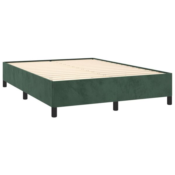 vidaXL Sommier &agrave; lattes de lit et matelas Vert fonc&eacute; 140x190cm Velours