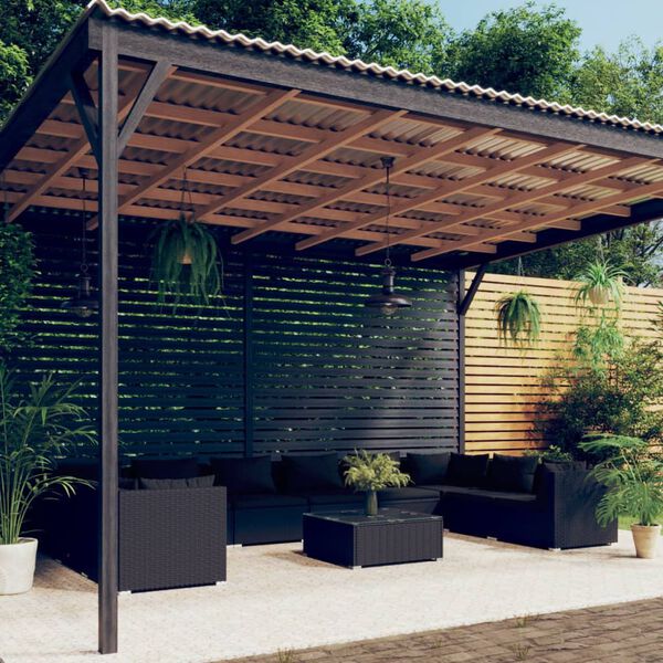 vidaXL Salon de jardin 11 pcs avec coussins R&eacute;sine tress&eacute;e Noir