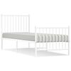 vidaXL Cadre de lit m&eacute;tal sans matelas avec pied de lit blanc 75x190cm