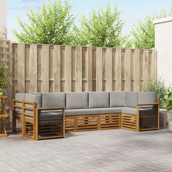 vidaXL Ensemble de canap&eacute; d'angle 7 pcs Gris Naturel et Clair