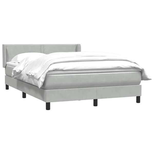 vidaXL Sommier &agrave; lattes de lit et matelas gris clair 140x210cm velours