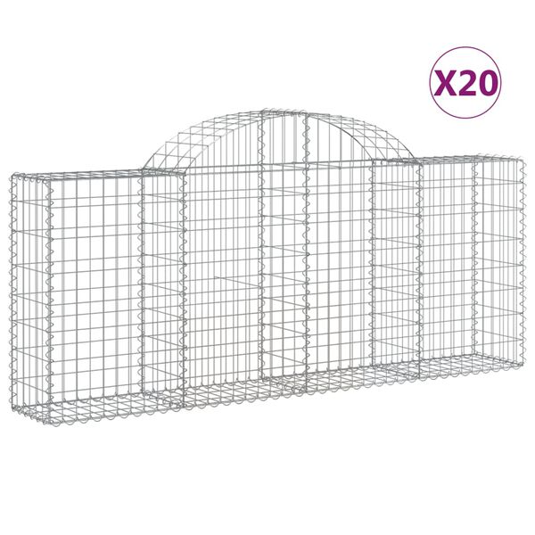 vidaXL Paniers &agrave; gabions arqu&eacute;s 20 pcs 200x30x80/100 cm Fer galvanis&eacute;