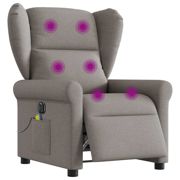 vidaXL Fauteuil de massage inclinable &eacute;lectrique Taupe Tissu