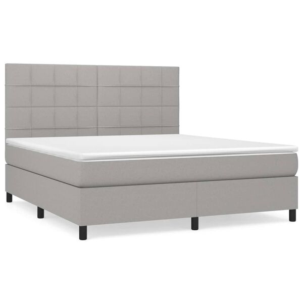 vidaXL Sommier &agrave; lattes de lit avec matelas Gris clair 160x200cm Tissu