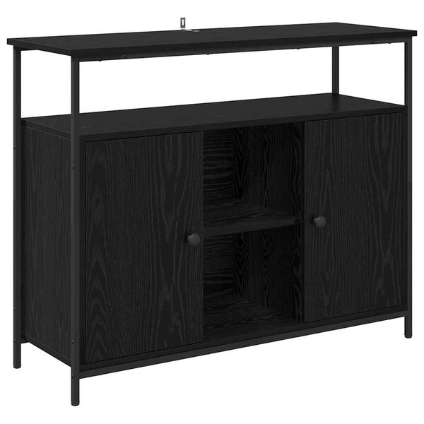 vidaXL Buffet Ch&ecirc;ne noir 100 x 35 x 80 cm Bois d'ing&eacute;nierie