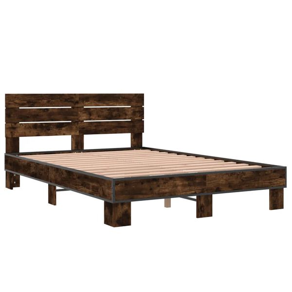 vidaXL Cadre de lit sans matelas ch&ecirc;ne fum&eacute; 120x200 cm