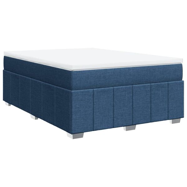 vidaXL Sommier &agrave; lattes de lit avec matelas Bleu 140x200 cm Tissu