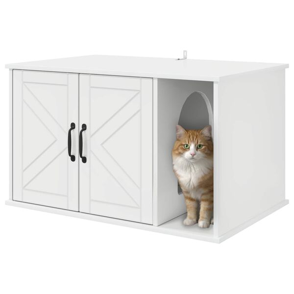 vidaXL Maison pour chat Blanc Brillant 85 x 55 x 50 cm