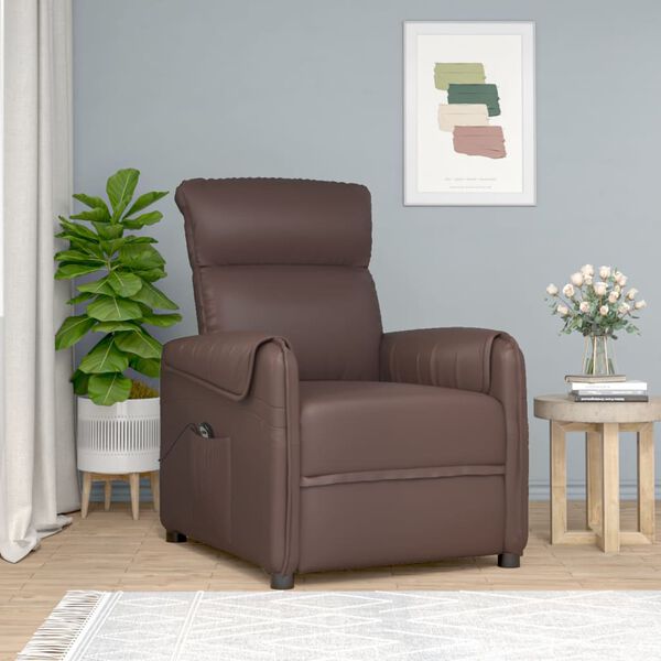 vidaXL Fauteuil inclinable &eacute;lectrique Marron Similicuir