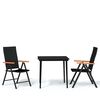 vidaXL Ensemble &agrave; manger de jardin 3 pcs Noir