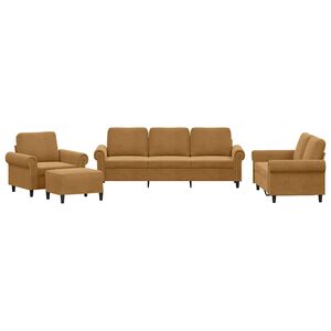 vidaXL Ensemble de canap&eacute;s 4 pcs avec coussins Marron Velours