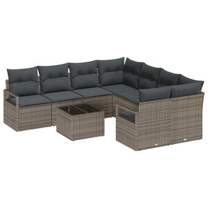 vidaXL Ensemble de Canap&eacute;s 9 pc 8-Nombre de places Gris polyrotin