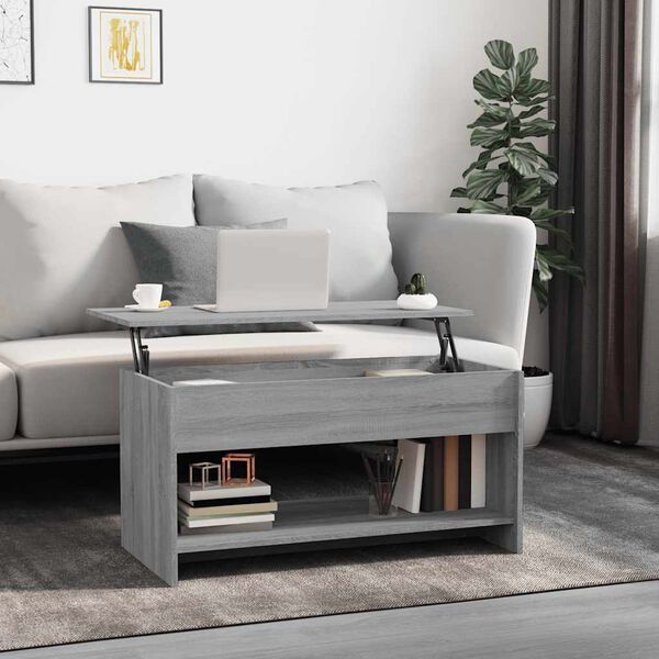 vidaXL Table basse sonoma gris 102x50x52,5 cm bois d'ingénierie