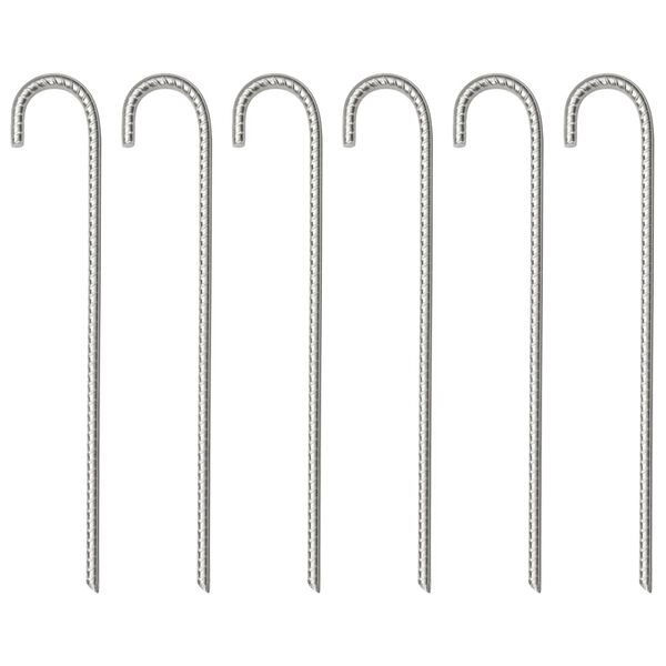 vidaXL Piquets de tente 6 pcs 37 cm &Oslash;10 mm acier galvanis&eacute;