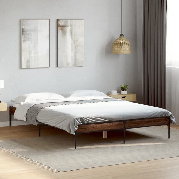 vidaXL Cadre de lit sans matelas chêne marron 150x200 cm