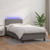 vidaXL Sommier &agrave; lattes de lit avec matelas et LED Gris 100x200 cm