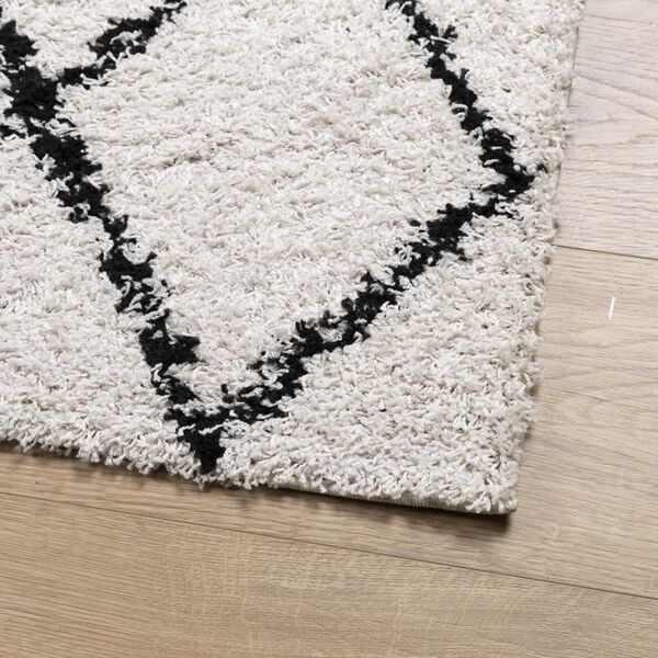 vidaXL Tapis shaggy &agrave; poils longs moderne cr&egrave;me et noir 240x340 cm