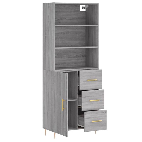 vidaXL Buffet haut Sonoma gris 69,5x34x180 cm Bois d'ingénierie
