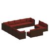 vidaXL Salon de jardin 13 pcs avec coussins Marron R&eacute;sine tress&eacute;e