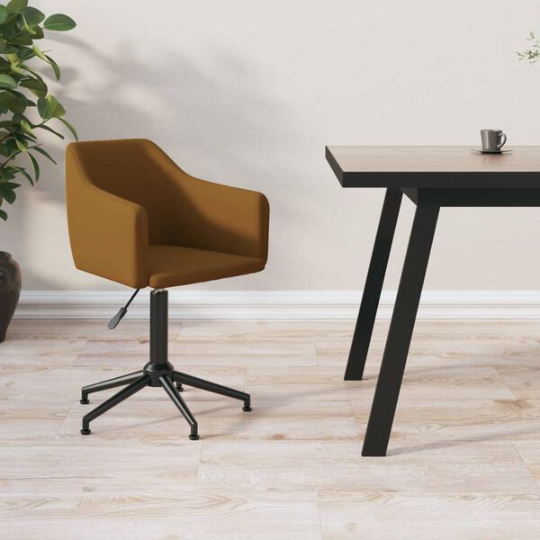 vidaXL Chaise pivotante de salle &agrave; manger Marron Velours