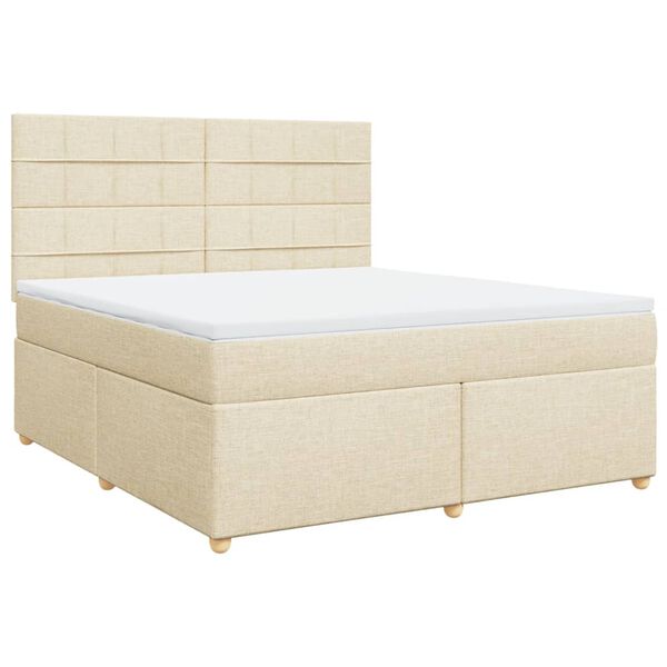 vidaXL Sommier &agrave; lattes de lit avec matelas Cr&egrave;me 180x200 cm Tissu