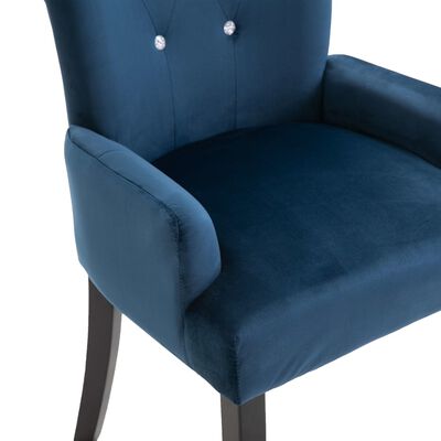 vidaXL Chaise de salle à manger avec accoudoirs Bleu foncé Velours