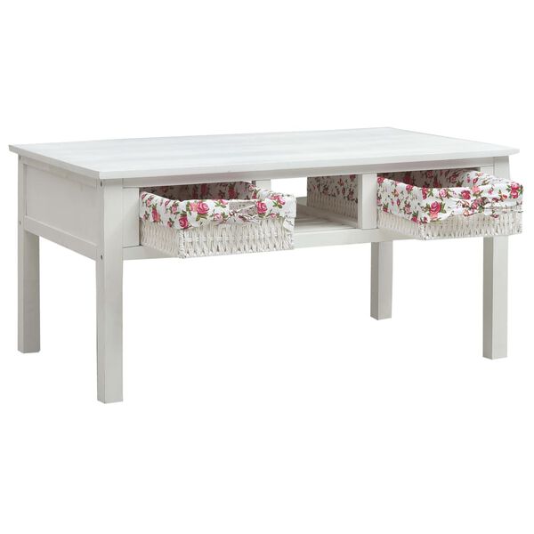 vidaXL Table basse Blanc 99,5x60x48 cm Bois