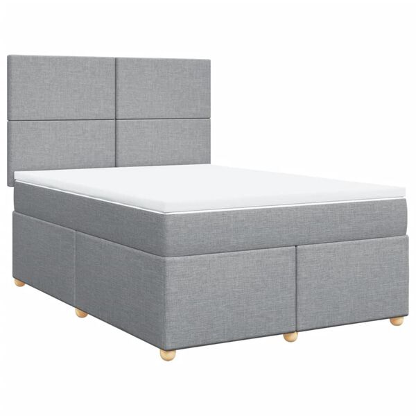 vidaXL Sommier &agrave; lattes de lit avec matelas Gris clair 140x200cm Tissu