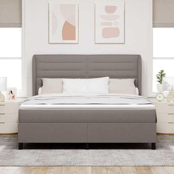 vidaXL Lit &agrave; ressorts avec matelas Taupe 180 x 200 cm tissu