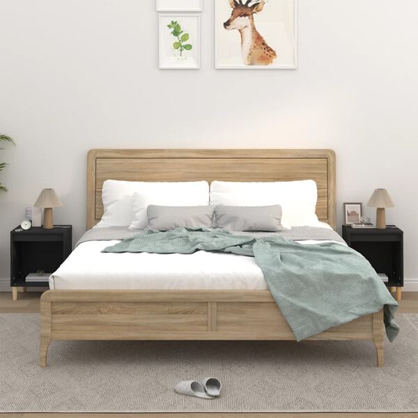 vidaXL Tables de chevet 2 pcs Noir 40x35x50 cm