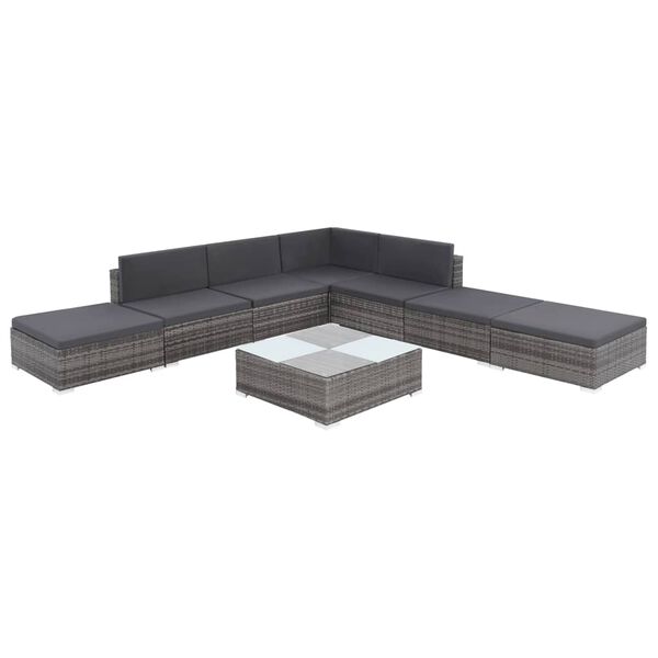 vidaXL Salon de jardin 8 pcs avec coussins R&eacute;sine tress&eacute;e Gris