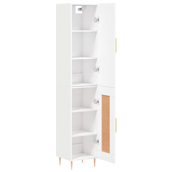 vidaXL Buffet haut Blanc 34,5x34x180 cm Bois d'ing&eacute;nierie