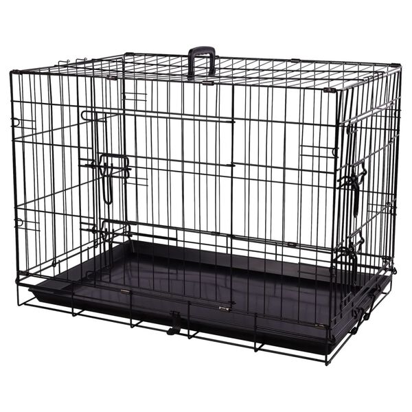 FLAMINGO Cage m&eacute;tallique animaux avec porte coulissante M Noir