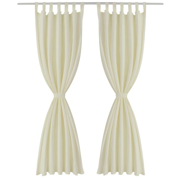 2 pcs Rideau &agrave; Passant Micro Satin Cr&egrave;me 140 x 225 cm