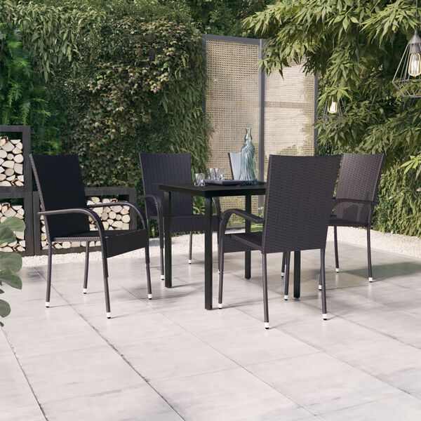 vidaXL Ensemble à manger de jardin 5 pcs Noir